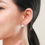 Grace 925 Silver Cross Pearl Stud Earrings Women Kids Jewelry