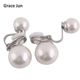 Grace Jun 2 Colors Double Simulated Pearl Clip on Earring 8mm&12mm