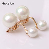 Grace Jun 2 Colors Double Simulated Pearl Clip on Earring 8mm&12mm
