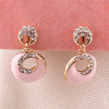 Grace Jun 4 Colors Rhinestone Enamel Clip-on Earrings