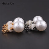 Grace Simulated Pearl Clip On Earrings for Women Wedding Bridal Bijouterie