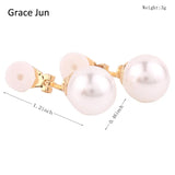 Grace Simulated Pearl Clip On Earrings for Women Wedding Bridal Bijouterie