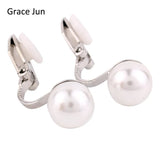 Grace Simulated Pearl Clip On Earrings for Women Wedding Bridal Bijouterie