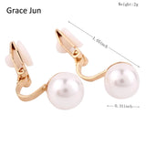 Grace Simulated Pearl Clip On Earrings for Women Wedding Bridal Bijouterie