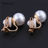 Grace Simulated Pearl Clip On Earrings for Women Wedding Bridal Bijouterie