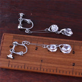 Korea Style CZ Double Water Drop Shape Clip on Earrings Non Piercing