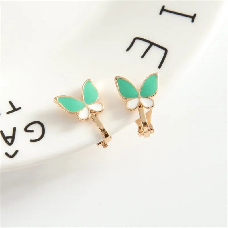 Korea Style Flower Rabbit Butterly Enamel Clip on Earrings for Girls