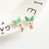 Korea Style Flower Rabbit Butterly Enamel Clip on Earrings for Girls