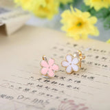 Korea Style Flower Shape Enamel Clip on Earrings - No Piercing