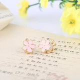 Korea Style Flower Shape Enamel Clip on Earrings - No Piercing