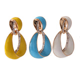 Grace Jun Rhinestone Geometric Clip Earrings