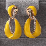 Grace Jun Rhinestone Geometric Clip Earrings
