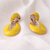 Grace Jun Rhinestone Geometric Clip Earrings
