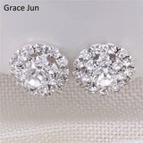 Grace Jun Double Round Rhinestone Clip Earring for Women Party