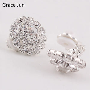 Grace Jun Double Round Rhinestone Clip Earring for Women Party