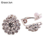 Grace Jun Double Round Rhinestone Clip Earring for Women Party