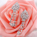 Rhinestone Crystal Tassel Clip on Earrings No Piercing for Party