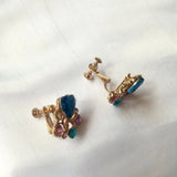Heart Bowknot Clip on Earrings Rhinestone Crystal Without Piercing