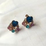 Heart Bowknot Clip on Earrings Rhinestone Crystal Without Piercing