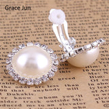 Double Round Shape Rhinestone Clip on Earrings Without Piercing