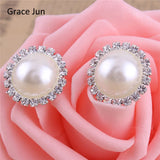 Double Round Shape Rhinestone Clip on Earrings Without Piercing