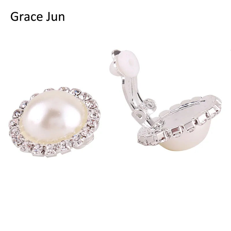 Double Round Shape Rhinestone Clip on Earrings Without Piercing