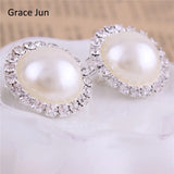 Double Round Shape Rhinestone Clip on Earrings Without Piercing