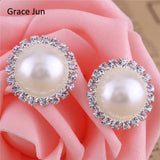Double Round Shape Rhinestone Clip on Earrings Without Piercing