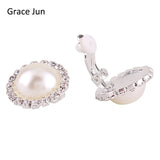 Double Round Shape Rhinestone Clip on Earrings Without Piercing