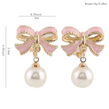 Grace Jun Bowknot Clip Earrings Simulated Pearl No Piercing