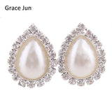Grace Jun Rhinestone Clip on Earrings Without Piercing
