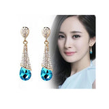 Rhinestone Crystal Water Drop Clip Earrings Wedding Party Charms