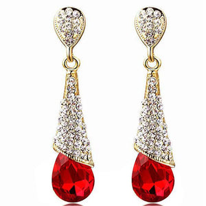 Rhinestone Crystal Water Drop Clip Earrings Wedding Party Charms