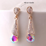 Rhinestone Crystal Water Drop Clip Earrings Wedding Party Charms