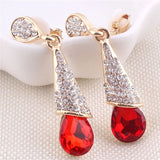 Rhinestone Crystal Water Drop Clip Earrings Wedding Party Charms