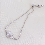Grace Jun Double Cross Bracelets with Flower Shape CZ for Women