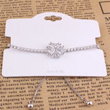 Grace Jun Double Cross Bracelets with Flower Shape CZ for Women