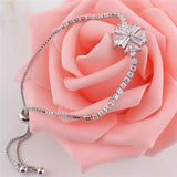 Grace Jun Double Cross Bracelets with Flower Shape CZ for Women