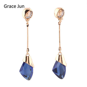 Bridal Rhinestone Crystal Clip on Earrings for Prom Enagament