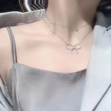 Grace Sweet Bowknot Girl Necklace Sterling Silver Pendant