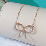 Grace Sweet Bowknot Girl Necklace Sterling Silver Pendant