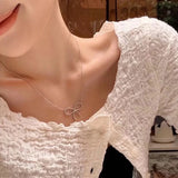 Grace Sweet Bowknot Girl Necklace Sterling Silver Pendant