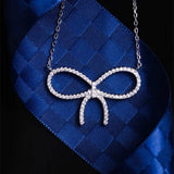 Grace Sweet Bowknot Girl Necklace Sterling Silver Pendant