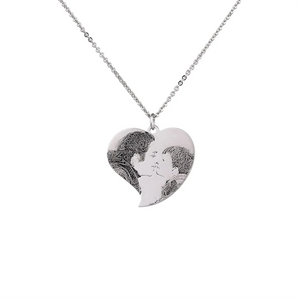 Personalized Heart Engraved Necklace with Picture - Stainless Steel