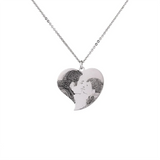 Personalized Heart Engraved Necklace with Picture - Stainless Steel