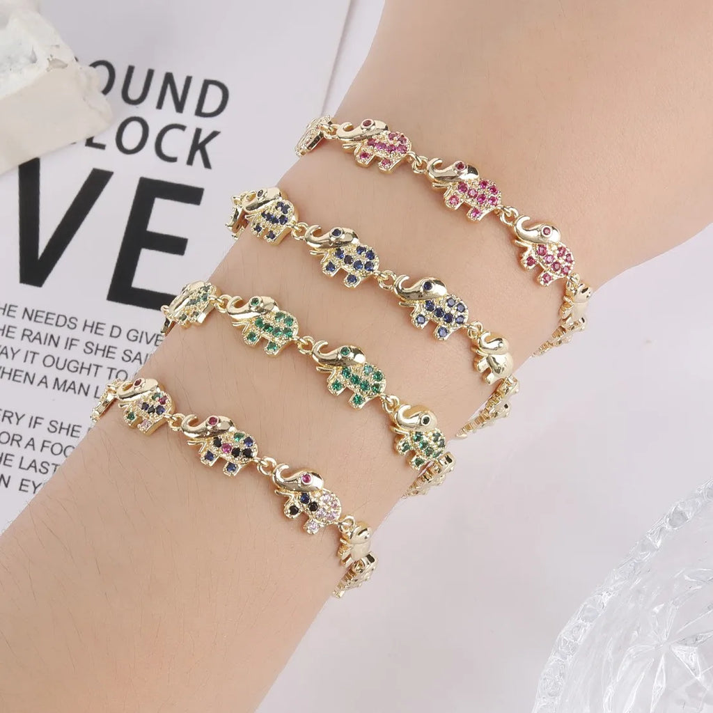 Graces Elephant Animal Charm Bracelet for Ladies Jewelry