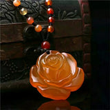 Agate Rose Necklace Pendant Gemstone Women's Jewelry Talisman