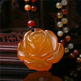 Agate Rose Necklace Pendant Gemstone Women's Jewelry Talisman