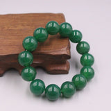 Green Agate Bracelet 13mm Round Bead Link Chain 55-60mm