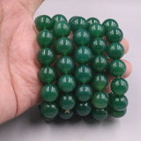 Green Agate Bracelet 13mm Round Bead Link Chain 55-60mm